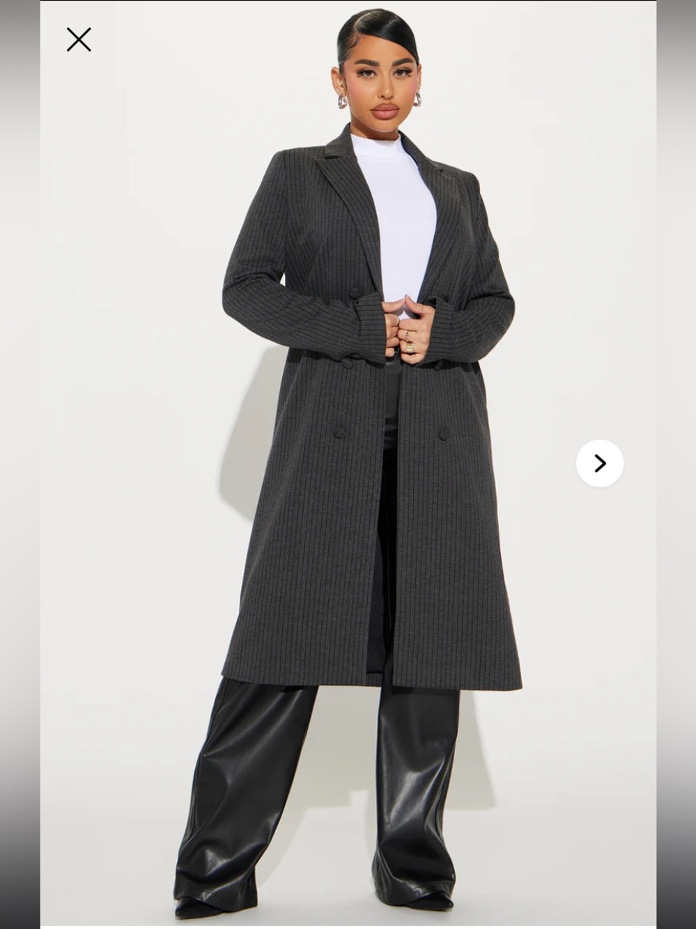 Fashion Nova Gray Pinstripe Overcoat